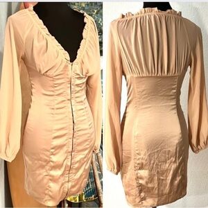 Love & Other Things, SATIN HOOK & EYE CORSET BODYCON MINI DRESS,Size Small